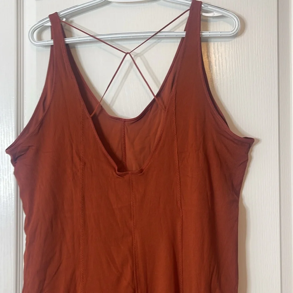 Nike Yoga Luxe Infinalon Layered Jumpsuit Onesie Burnt Orange / Rust 2X